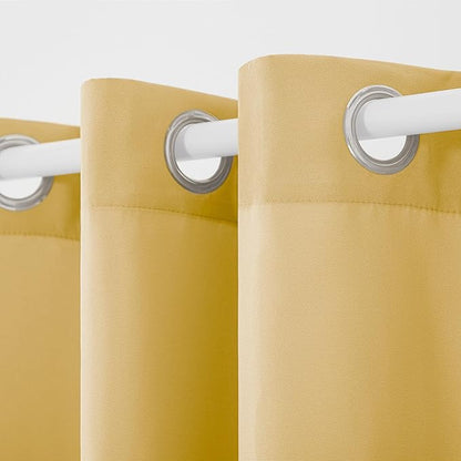TOWN & COUNTRY BASICS Cabana Solid Heavyweight Indoor Outdoor Curtains, Light Filtering Opacity with Grommet Top, Water Repellent, 2-Pack Set, 54"x108", Sundress Yellow