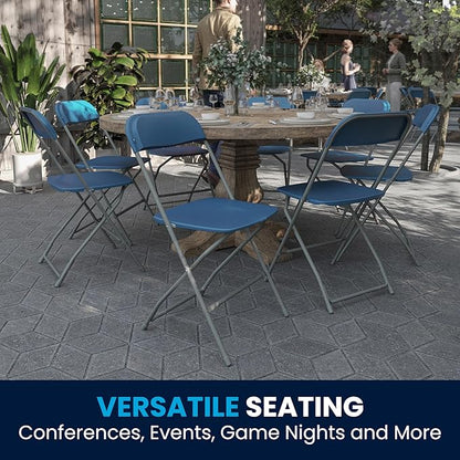 Flash Furniture Hercules Series Plastic Folding Chair - Blue - 4 Pack 650LB Weight Capacity Comfortable Event Chair-Lightweight Folding Chair