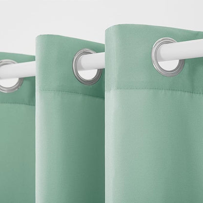 TOWN & COUNTRY BASICS Cabana Solid Heavyweight Indoor Outdoor Curtains, Light Filtering Opacity with Grommet Top, Water Repellent, 2-Pack Set, 54"x96", Seafoam