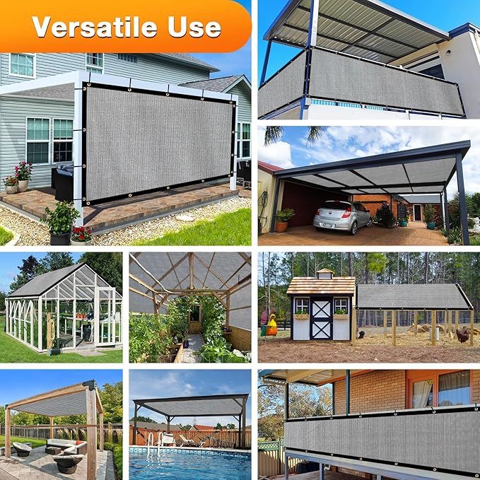 Artpuch Outdoor Pergola Shade Cover 17x18 FT Sun Shade Cloth with Grommets Light Grey 90% UV Protection Canopy Patio Privacy Screen (Customized Available)