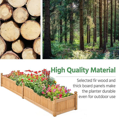 Yaheetech 90.5″ L×23.5″ W×16″ H Wooden Raised Garden Bed, Horticulture Wood Rectangular Garden Planter Outdoor, Raised Planter Box for Yard/Greenhouse/Vegetable/Flower/Herbs, Light Brown