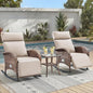 3 Pieces Zero Gravity Wicker Patio Rocking Recliner Chairs Set of 2 - Wicker Outdoor Lounge Chair with Side Table, Adjustable Backrest & Footrest, High Back Outdoor Recliner Chair for Pool Deck Beige
