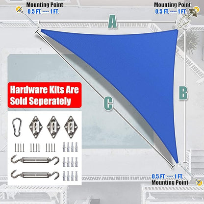 Amgo Custom Size 16' x 20' x 25.6' Blue Right Triangle Sun Shade Sail Order to Make Canopy Awning UPF50+ AGSLT, 95% UV Blockage, Water & Air Permeable, 200GSM Commercial Standard (We Customize)