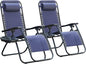 Homall Zero Gravity Chair Patio Folding Lawn Outdoor Lounge Gravity Camp Reclining Lounge Chair with Cup Holder Pillows for Poolside Backyard and Beach Set of 2 (Blue)