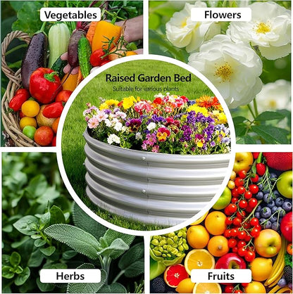 2PCS 12x4x1FT Galvanized Raised Garden Bed Kit,Vegetable Boxes-Oval Metal Flower Box,Large Planter Raised Beds Outdoor Garden for Planting,Fruit,Herb-Silver