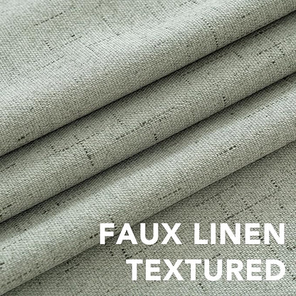 H.VERSAILTEX Primitive Linen Curtains 100% Blackout Curtain Drapes Burlap Fabric Curtains with White Thermal Insulated Liner, Grommet Top Drapes Living Room/Bedroom (2 Panels, 42 x 54 Inch, Sage)