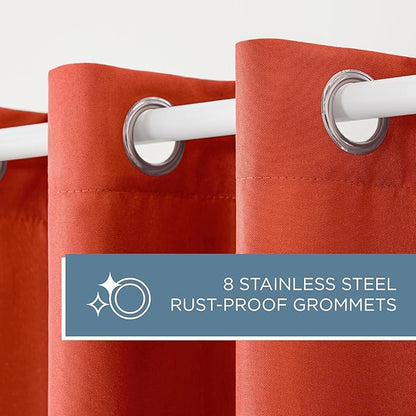 TOWN & COUNTRY BASICS Cabana Solid Heavyweight Indoor Outdoor Curtains, Light Filtering Opacity with Grommet Top, Water Repellent, 2-Pack Set, 54"x108", Mecca Orange