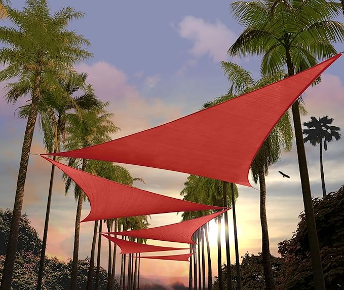 Amgo Custom Size 13' x 13' x 13' Red Triangle Sun Shade Sail UPF50+ AGTAPRT12, Order to Make Canopy Awning, 95% UV Blockage, Water & Air Permeable, Commercial Standard (We Customize)