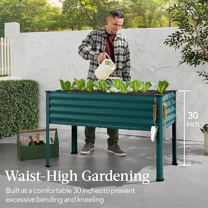 Best Choice Products 48x24x30in Galvanized Raised Garden Bed, Metal Elevated Planter Box, Vegetable Garden for Backyard, Patio, Balcony - Peacock Blue