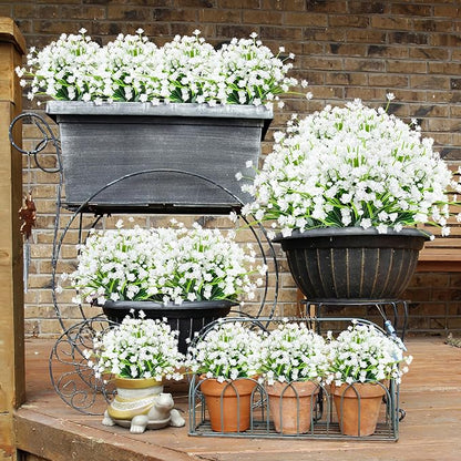AGIRL 12 Bundles Artificial Flowers for Outdoor,No Fade Fake Plastic Flowers Faux Plants for Decoration Hanging Planters Indoor Outside Garden Porch Window Box Home Wedding Farmhouse