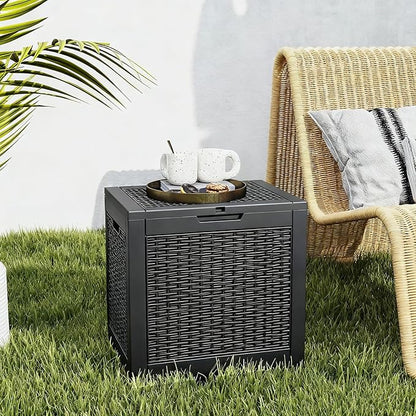 NEWBULIG 31 Gallon Deck Box, Weatherproof Resin Lockable Outdoor Storage for Secure Package Deliveries and Indoor Storage in Garden or Patio, Backyard
