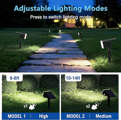 Solar Lights Outdoor Waterproof IP65, Super Bright LED, 6500K 2 Lighting Modes, Solar Powered Yard Garden Solar Spot Lights for Outside Landscape Auto On/Off -4 Pack