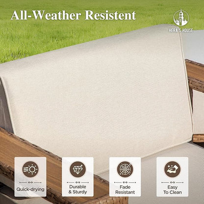 HERA'S HOUSE 6 Pieces Sectional Patio Furniture Set, All Weather Patio Conversation Set, Outdoor Rattan Wicker Sofa with 5.3" Widened Armrest, Patio Couch, 10" Ultra Thick Comfy Sponge Cushion
