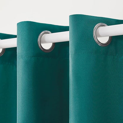 Town & Country Basics Cabana Solid Heavyweight Indoor Outdoor Curtains, Light Filtering Opacity with Grommet Top, Water Repellent, 2-Pack Set, 54"x63", Dark Teal