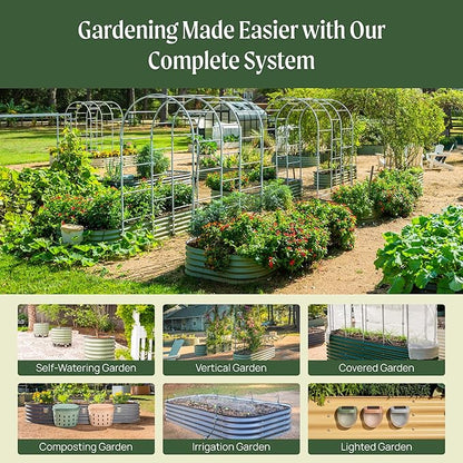 Vego garden Raised Garden Bed Kit, 17" Tall 10 in 1 Jumbo Modular Metal Planter Box for Vegetables, Flowers, Herbs, Pearl White