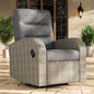 LayinSun Oversized Wicker Outdoor Swivel Glider Recliner with Adjustable Backrest & Footrest, Patio Reclining Lounge Chair