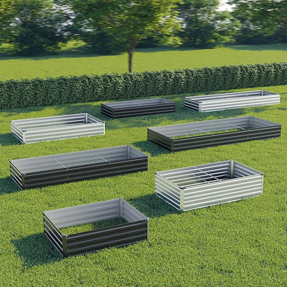 12x2x1 ft(2 Pack) Galvanized Raised Garden Bed,Outdoor Planter Box Metal Patio Kit Planting Bed for Vegetables Flowers and Succulents,Silver