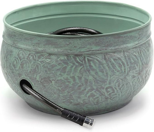 Good Directions 457 Key West Garden Hose Holder Pot, Large Capacity, Blue Verde Finish