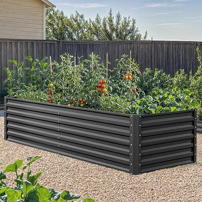 YITAHOME 6x3x2 ft 2pcs Galvanized Raised Garden Bed Kit, Large Metal Planter Box with Gloves & Support Rod, Outdoor Flower Bed for Plants Vegetables, Black