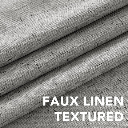 H.VERSAILTEX Primitive Linen Curtains 100% Blackout Curtain Drapes Burlap Curtains with White Thermal Insulated Liner, Grommet Top Drapes Living Room/Bedroom (2 Panels, 42 x 54 Inch, Dove Gray)