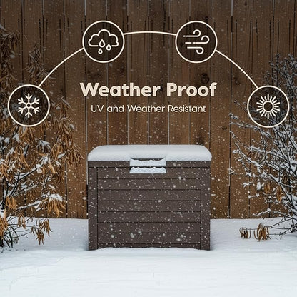 IRIS USA 35-Gallon Outdoor Deck Storage Box, Lockable & UV-Protected, Weather-Resistant Patio Storage for Cushions, Garden Tools & Packages, Waterproof Resin, Durable & Stylish Design - Brown
