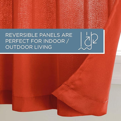 TOWN & COUNTRY BASICS Cabana Solid Heavyweight Indoor Outdoor Curtains, Light Filtering Opacity with Grommet Top, Water Repellent, 2-Pack Set, 54"x96", Mecca Orange