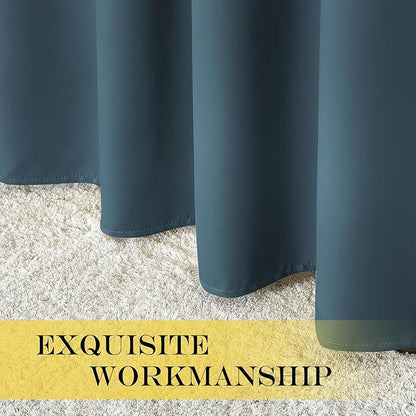 NICETOWN Smoky Blue Blackout Curtain for Living Room - Solid Thermal Insulated Grommet Blackout Panel/Drape for Bedroom Kitchen Window (1 Panel, 52 inches Wide by 54 inches Long)
