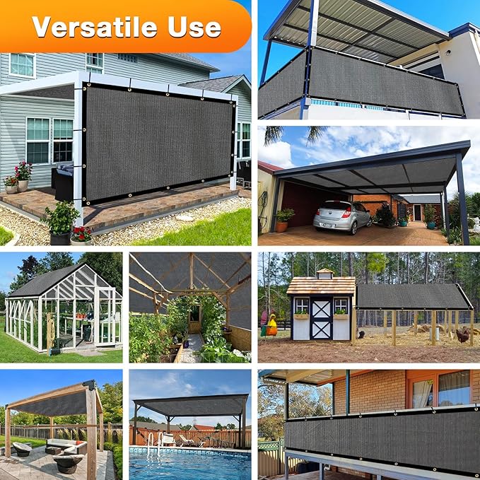 Artpuch Outdoor Pergola Shade Cover 7x21 FT Sun Shade Cloth with Grommets Dark Grey 90% UV Protection Canopy Patio Privacy Screen (Customized Available)
