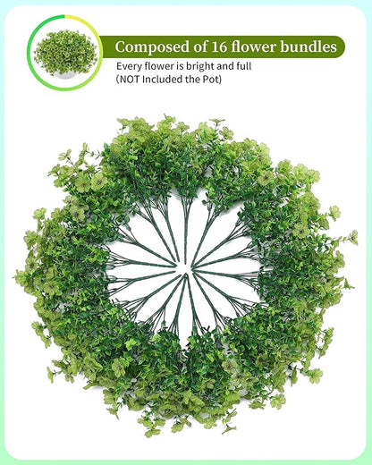 JAKY-Global Faux Artificial Plants Outdoor Flowers Spring Summer Decor 16 Bundles Fake Eucalyptus Silk Daisy UV Resistant Realistic for Outside Planters,Front Porch,Patio,Yard Pot Decoration