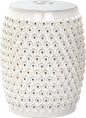 Safavieh Castle Gardens Collection Stella Nail Head White Glazed Ceramic Garden Stool