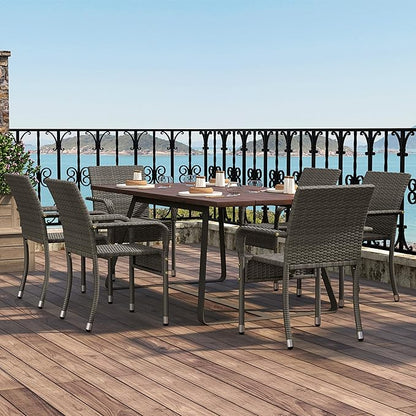 Yaheetech Set of 6 Stackable Outdoor Rattan Dining Chairs, All-Weather Armchair w/Armrests, Steel Frame for Garden, Patio, Deck, Yard, Poolside Gray