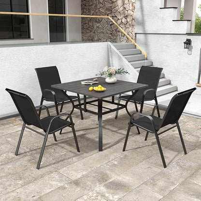 Patio Chairs Set of 8, Stackable Outdoor Dining Chairs for All Weather Textilene Fabric & Metal Frame, Outdoor Chairs Set for Backyard Deck Garden