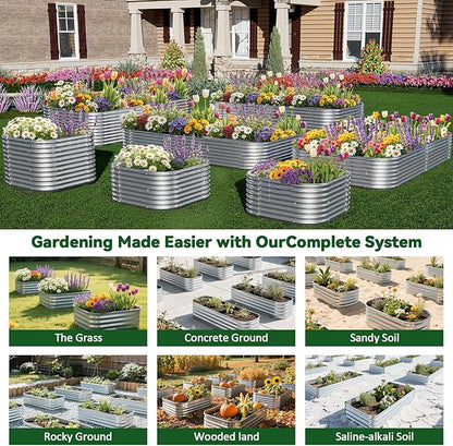 2 Pack Tall 8x4FT Raised Beds for Gardening, Corrugated Galvanized Steel Raised Garden Bed, Outdoor Metal Above Ground Garden Bed for Vegetables and Flowers