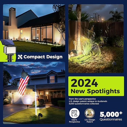 Solar Spot Lights Outdoor Waterproof for Flag, Tree, House, Garden, Yard, Landscape Spotlights for Accent Uplighting Decorations-4 Pack, Natural Light