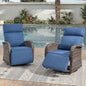 Zero Gravity Patio Swivel Rocking Recliner Chairs Set of 2 - Wicker Outdoor Lounge Chair with Adjustable Backrest & Footrest, All Weather Reclining Rocker Chairs with Thick Cushion for Pool Deck Blue