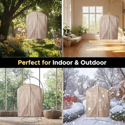 Miztli Hammock Chair with Hanging Chair Cover – 2 Cushions, Steel Spreader Bar with Anti-Slip Rings, Comfortable Indoor & Outdoor Hanging Chair – Includes Protective Waterproof Cover (57x45.5 in)