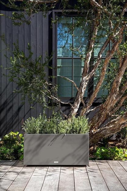 Veradek Block Series Long Box Planter - Large Rectangular Planter for Indoor or Outdoor Patio/Porch | Durable All-Weather Use with Drainage Holes | Modern Décor for Tall Plants, Flowers or Shrubs