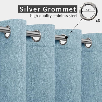 Easy-Going Linen Look Outdoor Curtains Waterproof Windproof Porch Curtains, Soft Thicken Outdoor Privacy Curtains for Patio, Gazebo, Grommet Top and Tab Bottom Drape, 1 Panel, 54x84 inch, Sky Blue