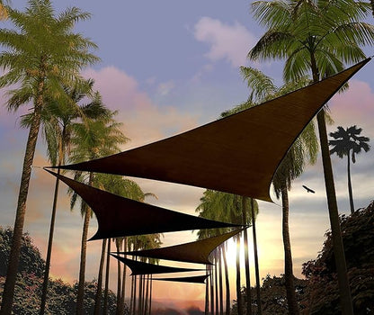 Amgo Custom Size 17' x 17' x 17' Brown Triangle Sun Shade Sail Order to Make Canopy Awning UPF50+ AGSLT, 95% UV Blockage, Water & Air Permeable, 200GSM Commercial Standard (We Customize)