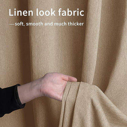 Easy-Going Linen Look Outdoor Curtains Waterproof Windproof Porch Curtains, Soft Thicken Outdoor Privacy Curtains for Patio, Gazebo, Grommet Top and Tab Bottom Drape, 1 Panel, 110x120 inch, Beige