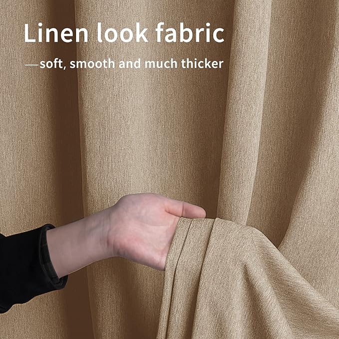 Easy-Going Linen Look Outdoor Curtains Waterproof Windproof Porch Curtains, Soft Thicken Outdoor Privacy Curtains for Patio, Gazebo, Grommet Top and Tab Bottom Drape, 1 Panel, 54x84 inch, Beige