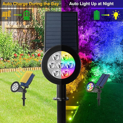 T-SUN Solar Spotlights for Outsides, Christmas Solar Lights Outdoor Waterproof, Color Changing Solar Landscape Spotlights, Auto ON/Off Solar Garden Pond Light for Yard, Trees, Driveway, Patio(4 Pack)