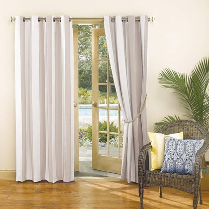 Sun Zero Valencia 2-Pack Cabana Stripe Indoor/Outdoor UV Protectant Energy Efficient Grommet Curtain Panel Pair