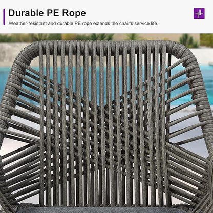 PURPLE LEAF Outdoor Wicker 29" Bar Stools Set of 2, Boho Patio Bar Height Chair with Cushion and Back for Outdoor and Indoor, Garden, Patio, Smoke Grey