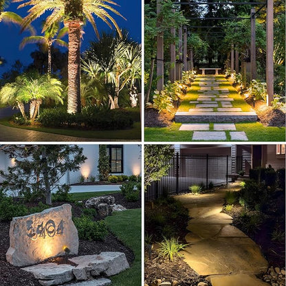 APONUO Solar Spot Lights Outdoor 6-in-1 Landscape Lighting Dusk to Dawn Solar Uplights IP65 Waterproof 9.8ft Cable Outdoor Spot Lights for Yard Pathway Garden Tree Decoration (Warm White)