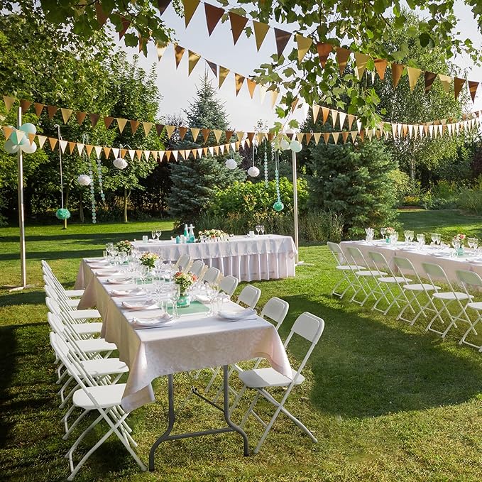 VINGLI 10 Pack White Plastic Folding Chair, Indoor Outdoor Portable Stackable Commercial Seat with Steel Frame 350lb. Capacity for Events Office Wedding Party Picnic Kitchen Dining
