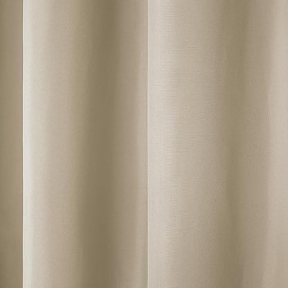 TOWN & COUNTRY BASICS Cabana Solid Heavyweight Indoor Outdoor Curtains, Light Filtering Opacity with Grommet Top, Water Repellent, 2-Pack Set, 54"x120", Taupe