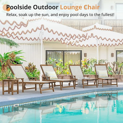 LUE BONA Chaise Lounge Chair Outdoor, HDPS and HDPE Wicker Chaise Lounger with 5 Positions, Pool Lounge Chairs with Wheels and Adjustable Backrest for Patio, Poolside, Deck, Backyard