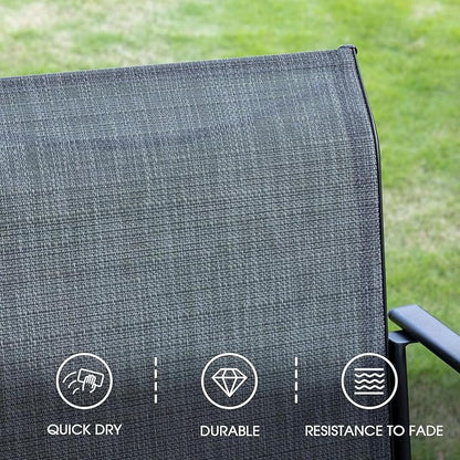 VICLLAX 5 Pieces Patio Dining Set, Outdoor Furniture Set Includes 41.2" Round Patio Table and 4 Patio Sling Chairs, Black Tabletop and Dark Grey Fabric