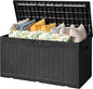 Flamaker Outdoor Storage Box 100 Gallon Waterproof Resin Deck Box Delivery Box with Air Rod Indoor Outdoor Lockable Storage Bench for Patio Cushions, Tools, Pool Accessories (Black)